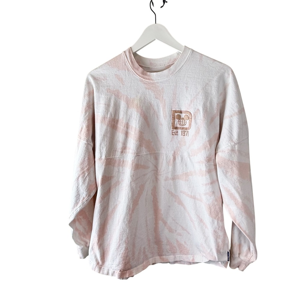 Disney‎ Spirit Jersey Briar Rose Tie Dye Pink White Long Sleeve Top S